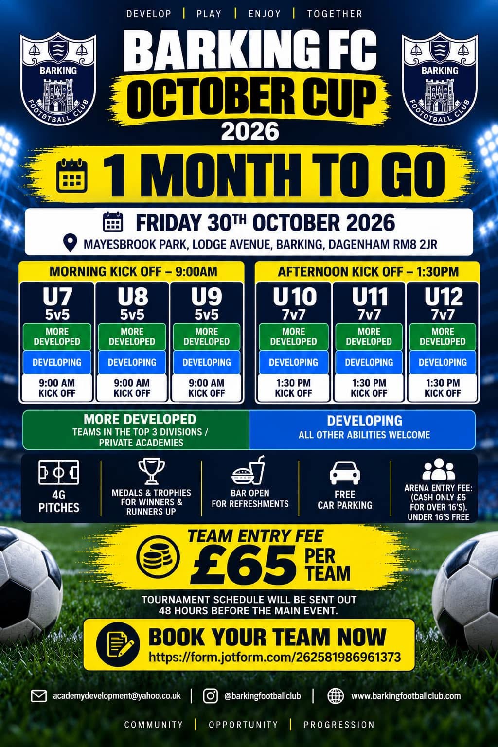 Barking FC October Cup 2026 flyer