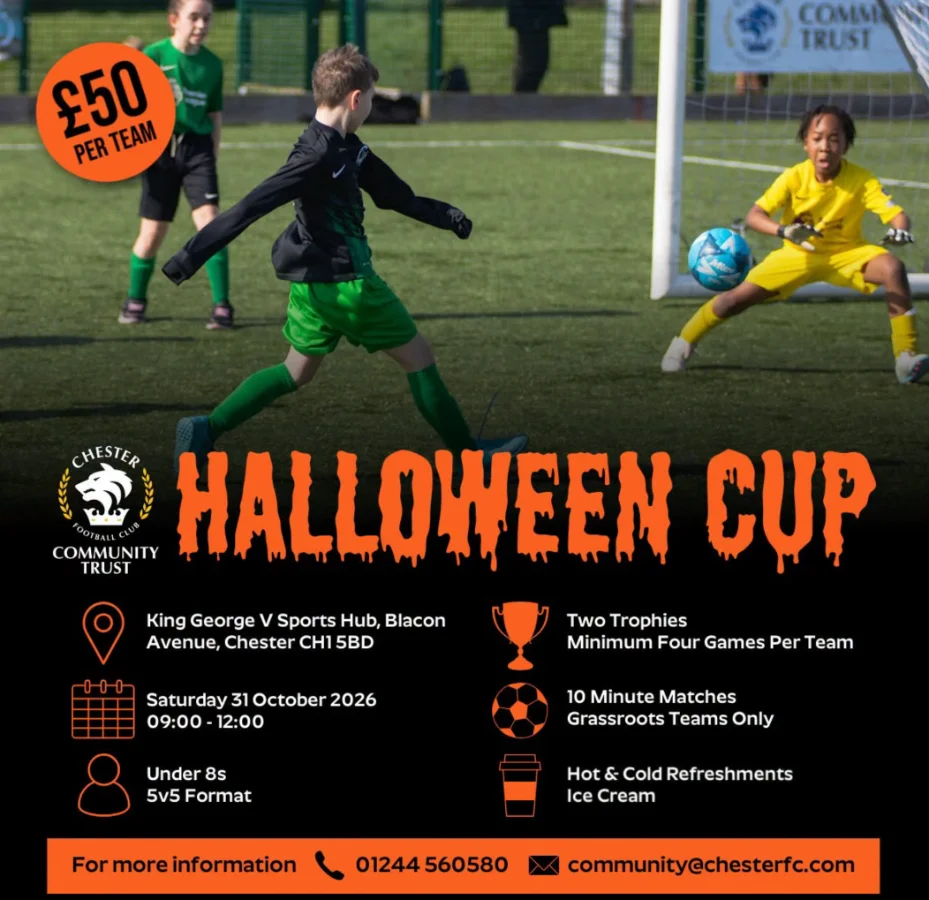 The Chester FC Halloween Cup flyer