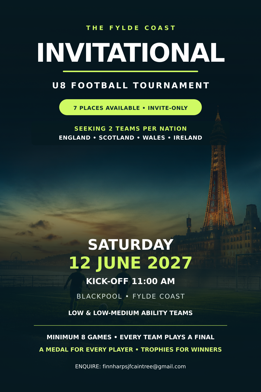 The Fylde Coast Invitational U8 Football Tournament of Nations flyer